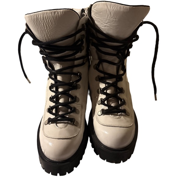L'Intervalle Weasley White Leather Combat Boots - size 38/ 7.5 - Picture 3 of 5